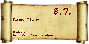 Baán Timur névjegykártya